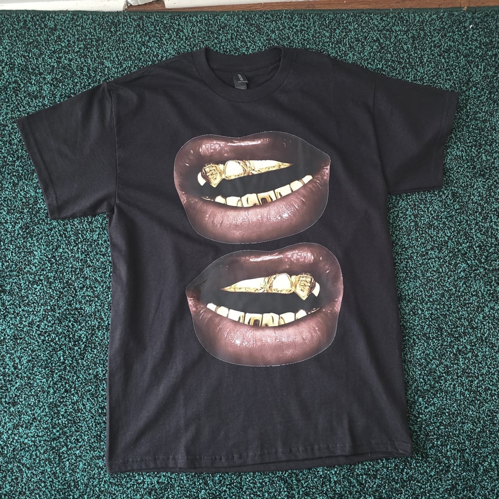 Gildan Black T-Shirt with Gold and Brown Graphic